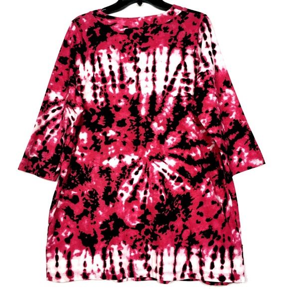 Woman Within Pink Paint Splash Tunic Top - Picture 2 of 4